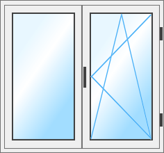 Двустворчатое окно с поворотно-откидной створкой