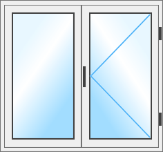 Двустворчатое окно с поворотной створкой
