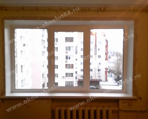 Трехстворчатое окно под ключ